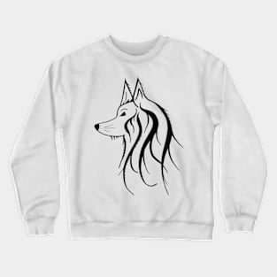 Black and white side profile of a wolf Crewneck Sweatshirt